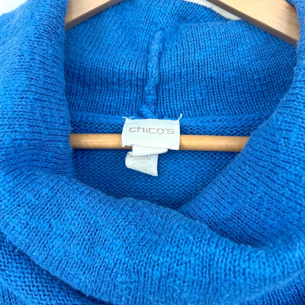 Chico's Womens L Crochet Sweater Fringe Cowl Neck Vintage Layering Retro - Picture 7 of 7